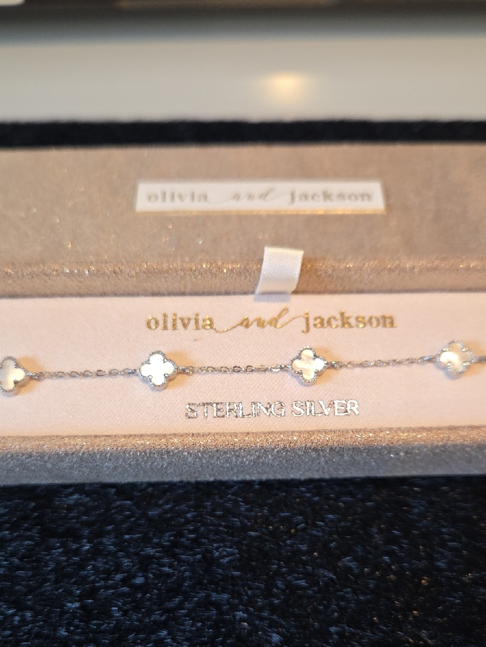 Olivia and Jackson Sterling Silver White Clover Station Bracelet